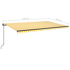 Markise Manuell Einziehbar mit LED 500x300 cm Gelb & Weiß