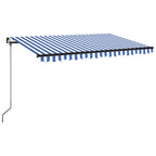 Markise Manuell Einziehbar mit LED 450x350 cm Blau und Weiß