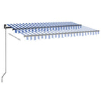 Markise Manuell Einziehbar mit LED 450x350 cm Blau und Weiß