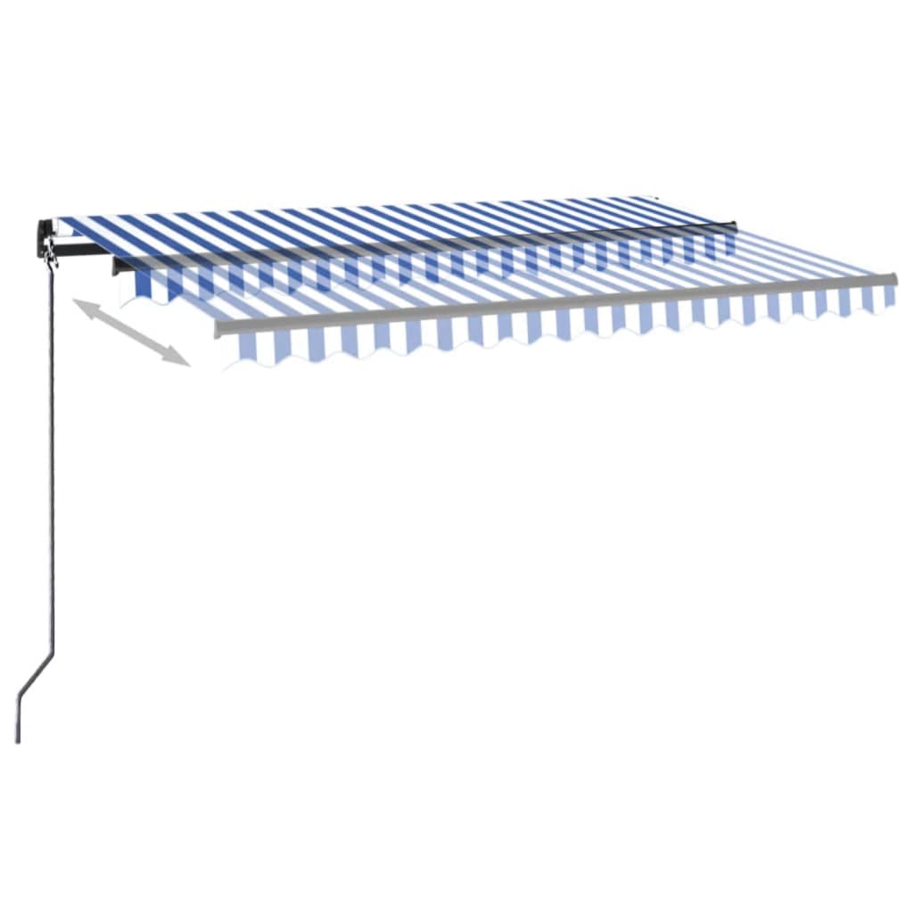 Markise Automatisch Einziehbar 450x350 cm Blau und Weiß