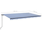 Markise Manuell Einziehbar mit LED 500x350 cm Blau und Weiß