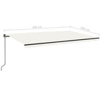 Markise Manuell Einziehbar mit LED 500x350 cm Creme