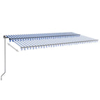 Markise Manuell Einziehbar mit LED 600x350 cm Blau und Weiß