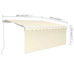 Markise Manuell Einziehbar mit Rollo 3x2,5 m Creme