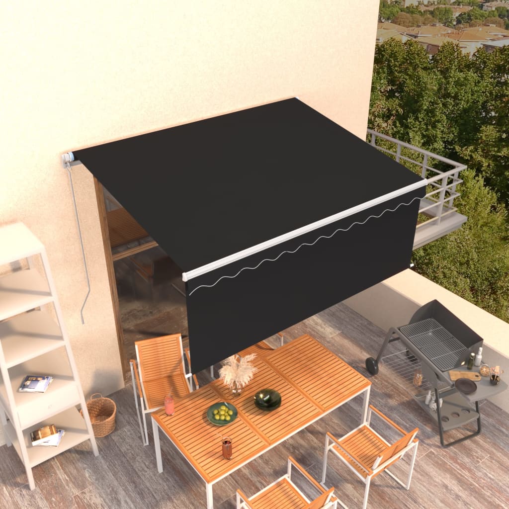 Markise Manuell Einziehbar mit Rollo 3x2,5 m Anthrazit