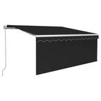 Markise Manuell Einziehbar mit Rollo & LED 3x2,5m Anthrazit