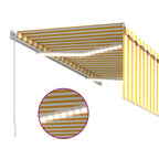 Markise Manuell Einziehbar mit Rollo & LED 3,5x2,5m Gelb & Weiß