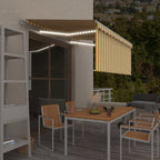 Markise Manuell Einziehbar mit Rollo & LED 3,5x2,5m Gelb & Weiß