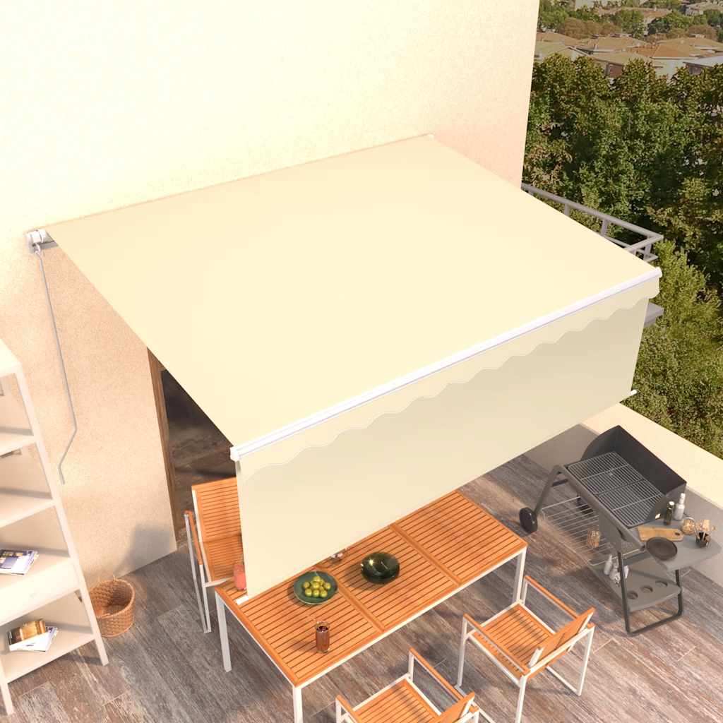 Markise Manuell Einziehbar mit Rollo 4x3 m Creme