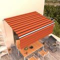 Markise Manuell Einziehbar mit Rollo 4x3 m Orange & Braun
