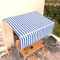 Markise Manuell Einziehbar mit Rollo 4,5x3 m Blau & Weiß