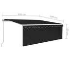 Markise Manuell Einziehbar mit Rollo 4,5x3 m Anthrazit