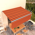 Markise Manuell Einziehbar mit Rollo 4,5x3 m Orange & Braun