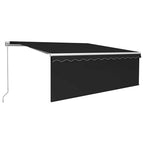 Markise Manuell Einziehbar mit Rollo & LED 4,5x3 m Anthrazit