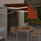 Markise Manuell Einziehbar mit Rollo & LED 4,5x3 m Orange Braun