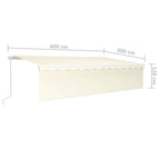 Markise Manuell Einziehbar mit Rollo 6x3 m Creme