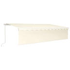 Markise Manuell Einziehbar mit Rollo & LED 6x3 m Creme