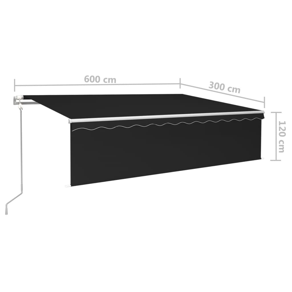 Markise Automatisch mit Rollo LED Windsensor 6x3m Anthrazit