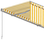 Markise Manuell Einziehbar mit Rollo 3x2,5 m Gelb & Weiß