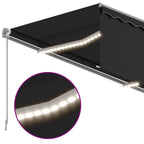 Markise Manuell Einziehbar mit Rollo & LED 3x2,5 m Anthrazit