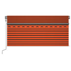 Markise Automatisch Einziehbar mit Volant 3x2,5m Orange & Braun