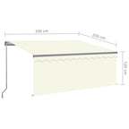 Markise Manuell Einziehbar mit Rollo 3,5x2,5 m Creme