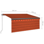 Markise Manuell Einziehbar mit Rollo 3,5x2,5 m Orange & Braun