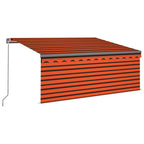 Markise Manuell Einziehbar mit Rollo LED 3,5x2,5 m Orange Braun