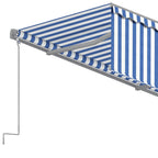Markise Automatisch Einziehbar mit Volant 3,5x2,5 m Blau & Weiß