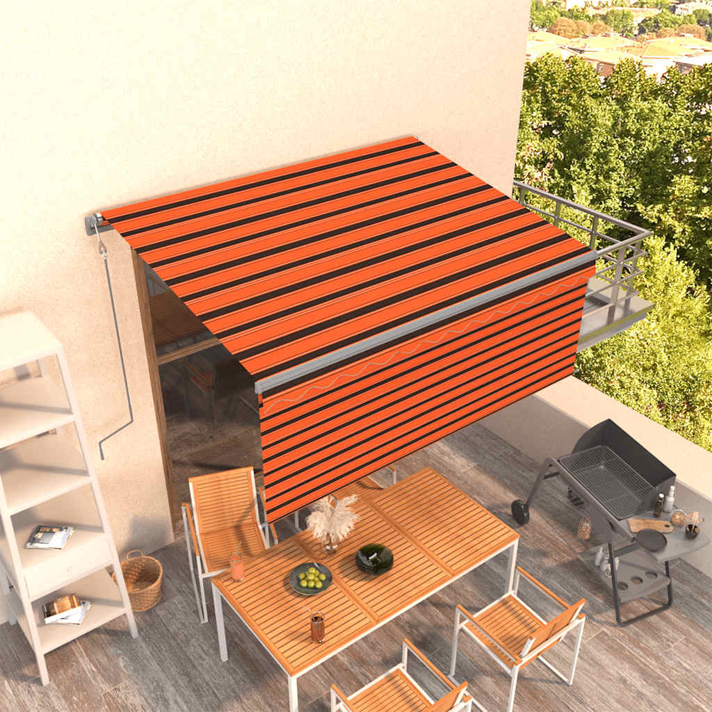 Markise Automatisch Einziehbar mit Volant 3,5x2,5m Orange Braun