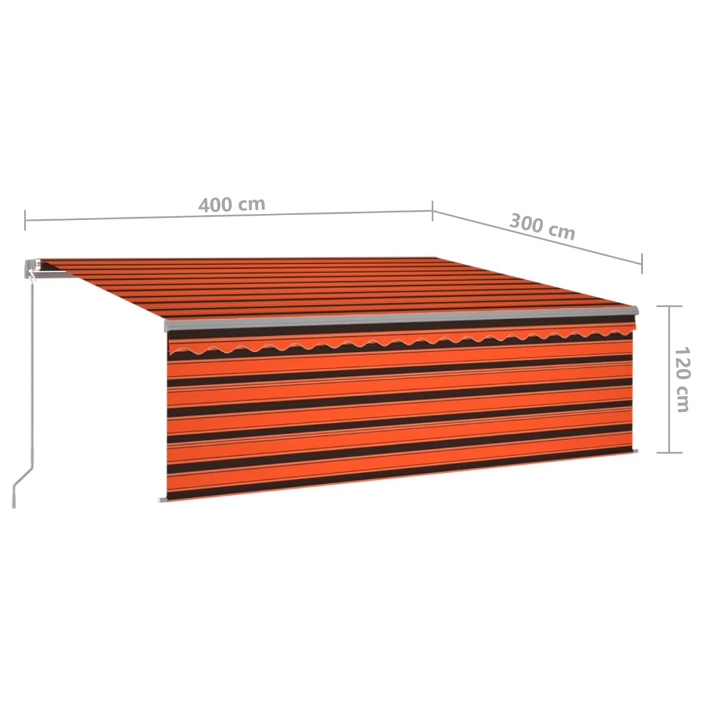 Markise Manuell Einziehbar mit Rollo 4x3 m Orange & Braun