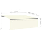 Markise Manuell Einziehbar mit Rollo & LED 4x3 m Creme