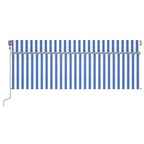 Markise Automatisch mit Rollo LED Windsensor 4x3m Blau Weiß