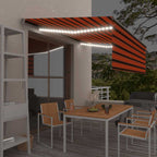 Markise Manuell Einziehbar mit Rollo & LED 4,5x3 m Orange Braun