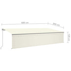 Markise Manuell Einziehbar mit Rollo 6x3 m Creme
