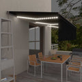 Markise Manuell Einziehbar mit Rollo & LED 6x3 m Anthrazit