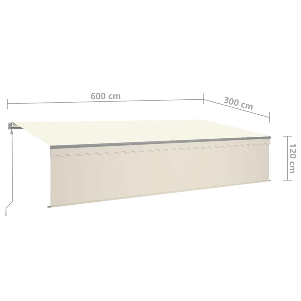 Markise Automatisch Einziehbar mit Volant 6x3 m Creme