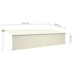 Markise Automatisch mit Rollo LED Windsensor 6x3 m Creme
