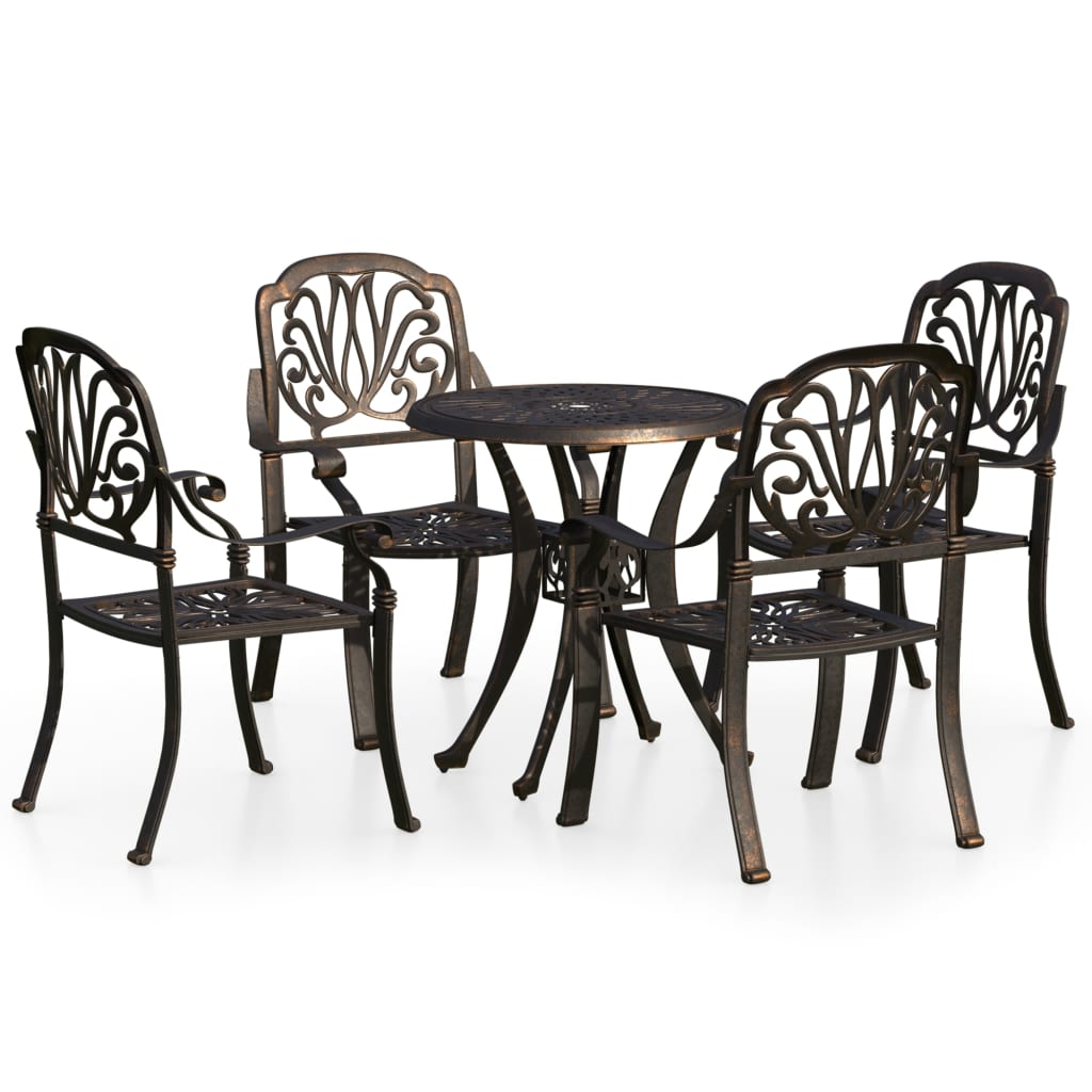 5-tlg. Bistro-Set Aluminiumguss Bronzen