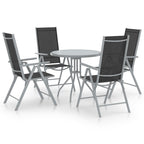5-tlg. Garten-Essgruppe Aluminium und Textilene Silbern