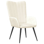 Relaxsessel mit Hocker Cremeweiß Samt