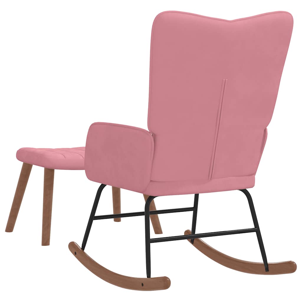 Schaukelstuhl mit Hocker Samt Rosa