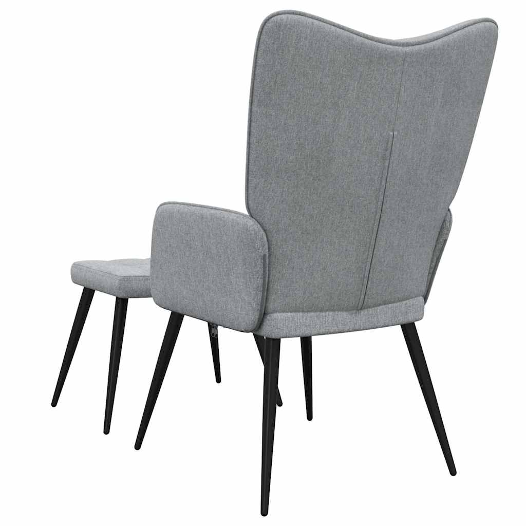 Relaxsessel mit Hocker Hellgrau Stoff