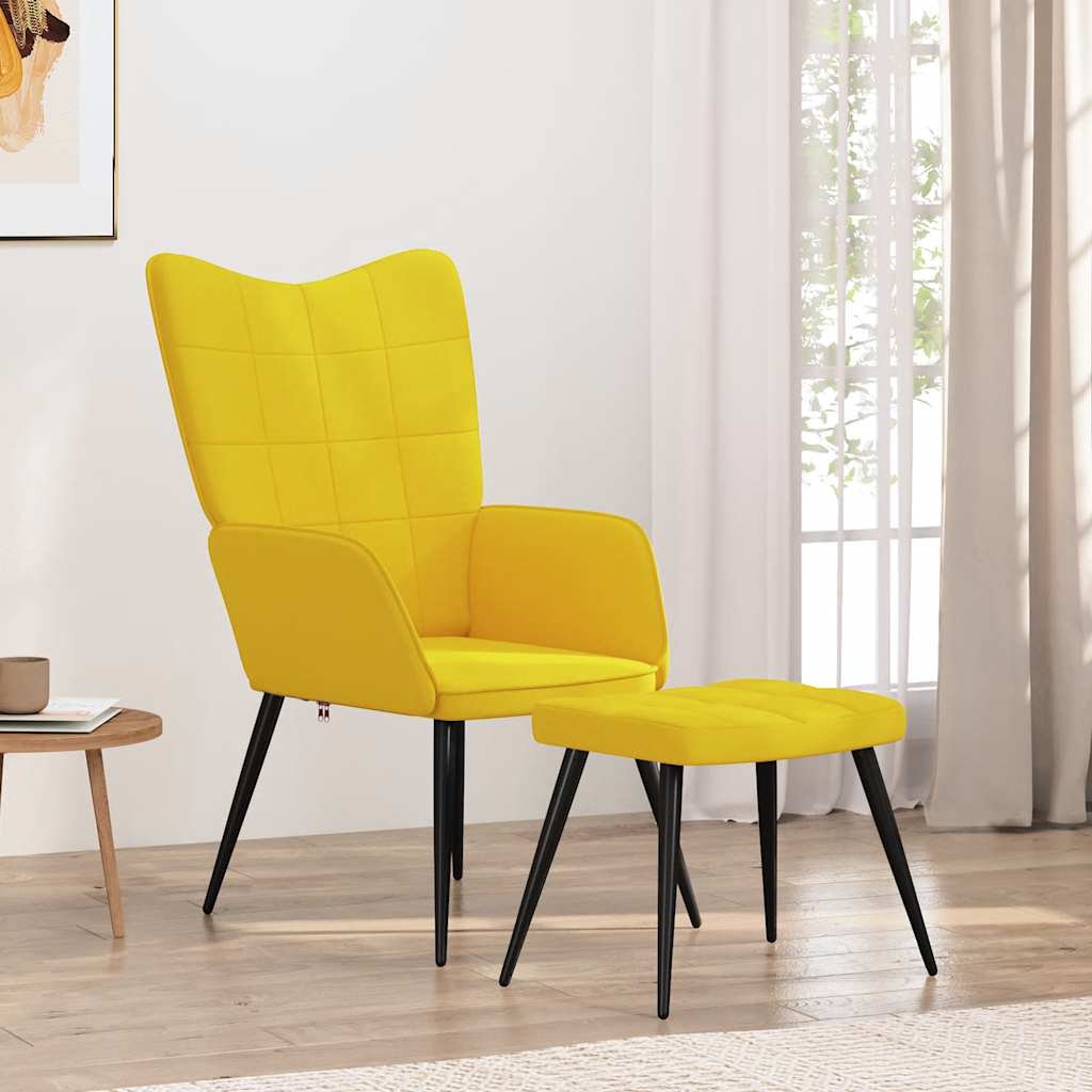 Relaxsessel mit Hocker Senfgelb Stoff