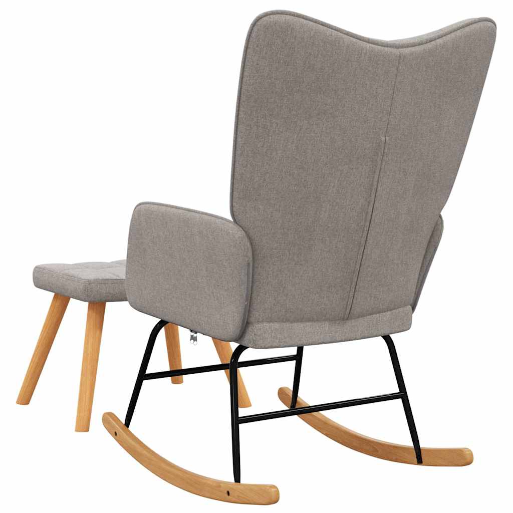 Schaukelstuhl mit Hocker Stoff Taupe