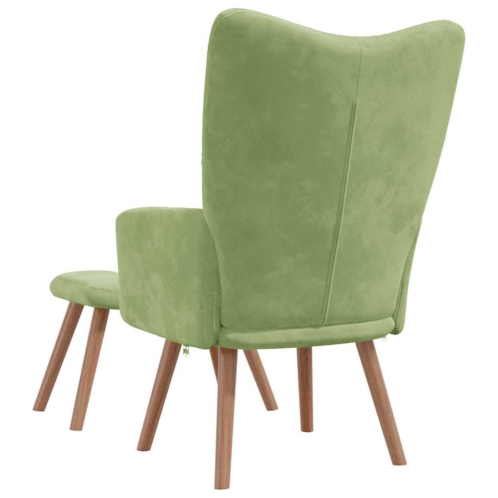Relaxsessel mit Hocker Hellgrün Samt