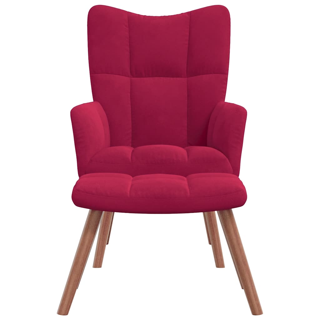 Relaxsessel mit Hocker Weinrot Samt