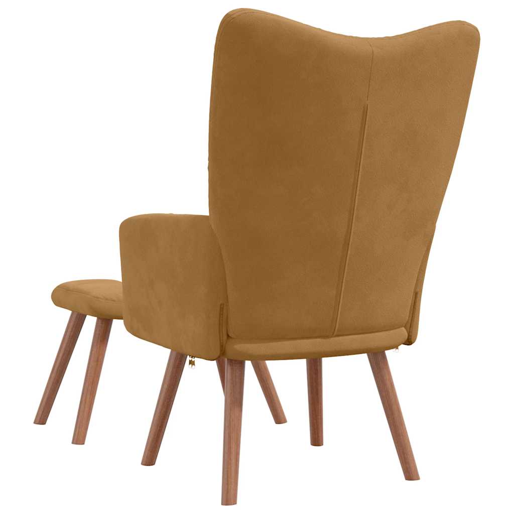 Relaxsessel mit Hocker Braun Samt
