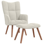 Relaxsessel mit Hocker Cremeweiß Samt