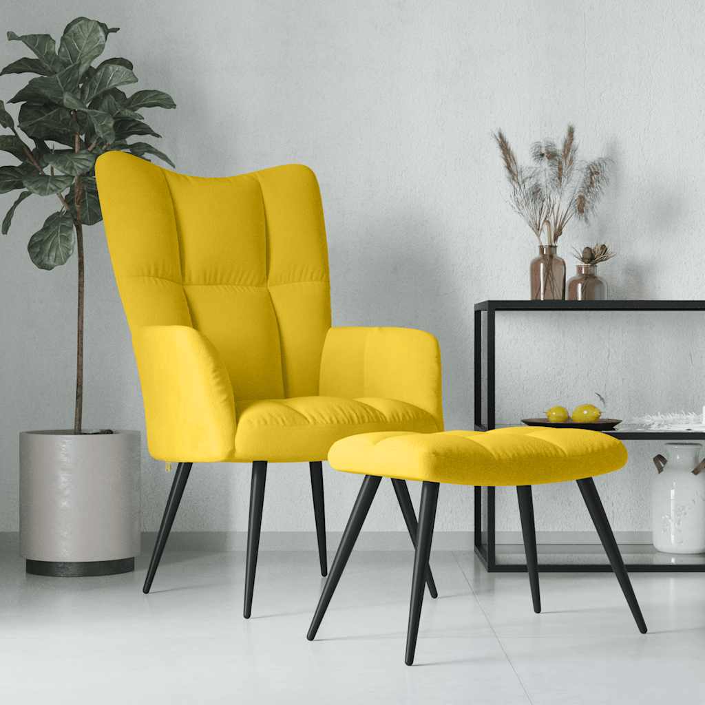 Relaxsessel mit Hocker Senfgelber Samt